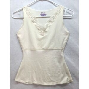 Spanx by Sara Blakely Camisole Tank‎ Top Women Small Ivory Off White V Neck Lace